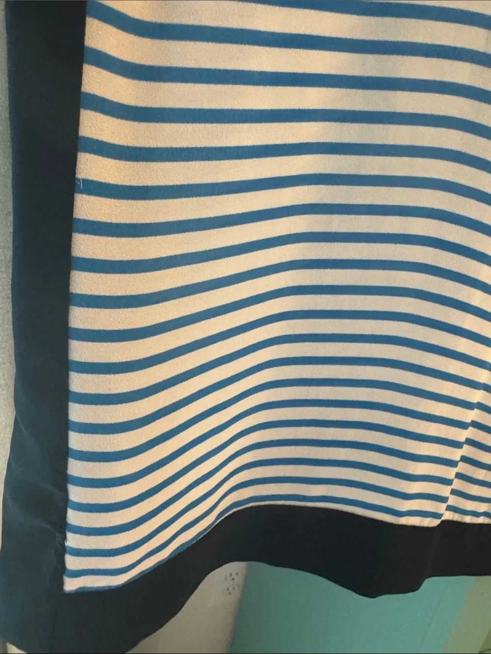 J. Crew Blue & White Striped Cover Up with Navy Trim XL EUC